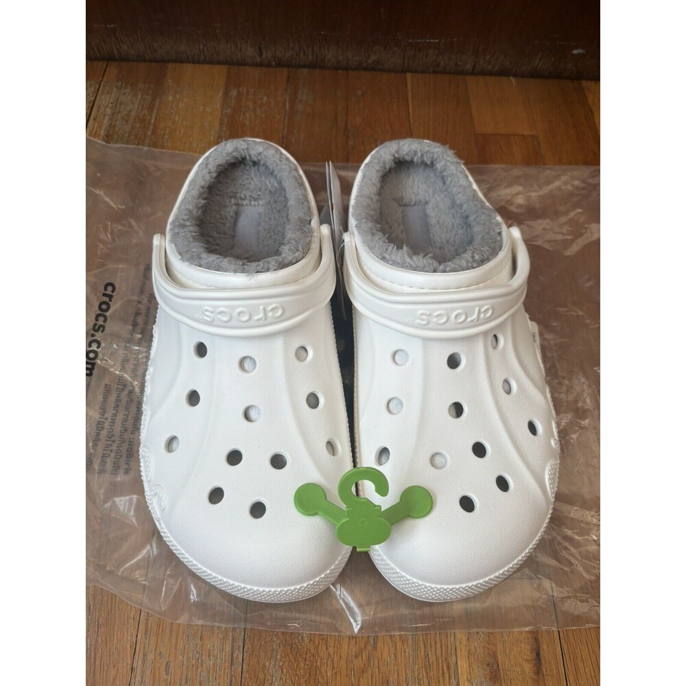 Crocs Baya Lined Clogs White Light Grey Indoor House Shoes Men's Size 11